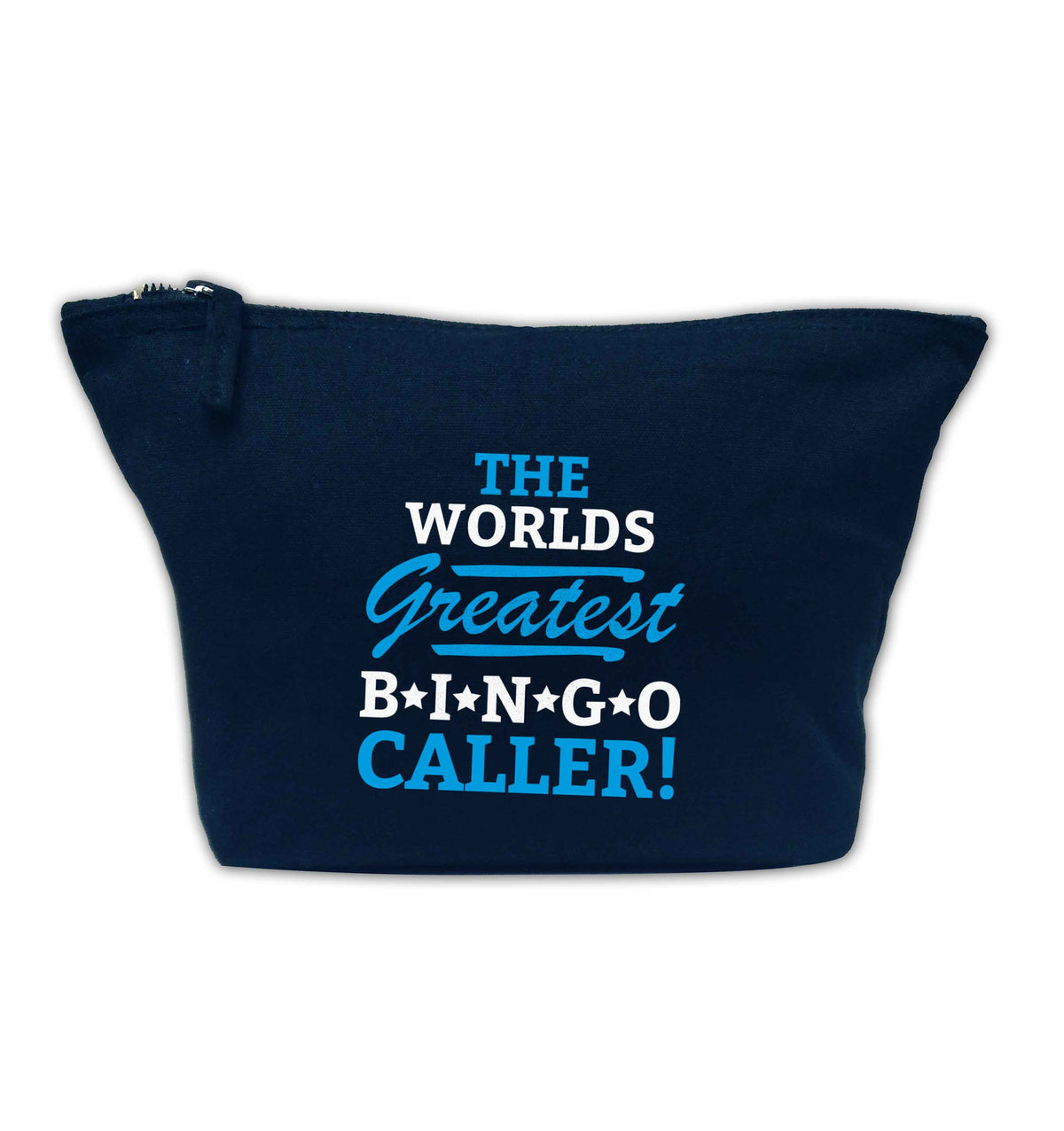 Worlds greatest bingo caller navy makeup bag