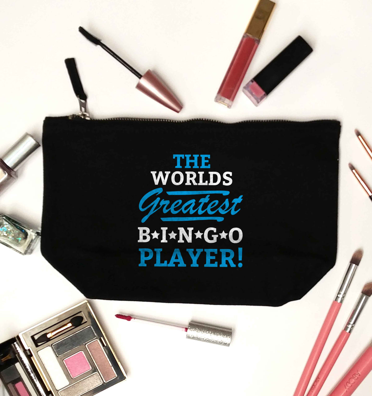 Worlds greatest bingo player black makeup bag