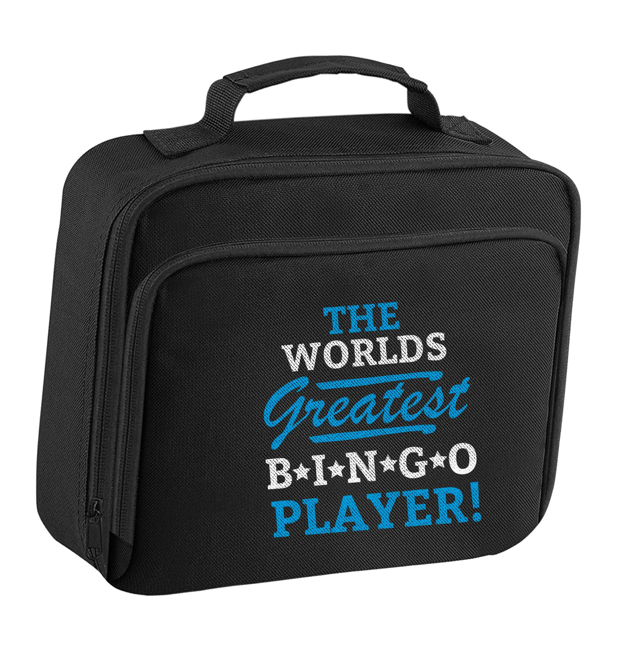 Worlds greatest bingo player insulated black lunch bag cooler