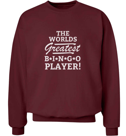 Worlds greatest bingo player adult's unisex maroon sweater 2XL