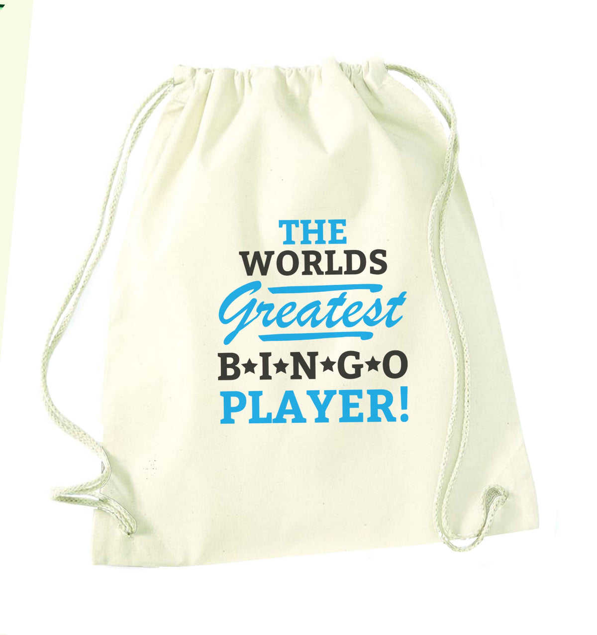 Worlds greatest bingo player natural drawstring bag