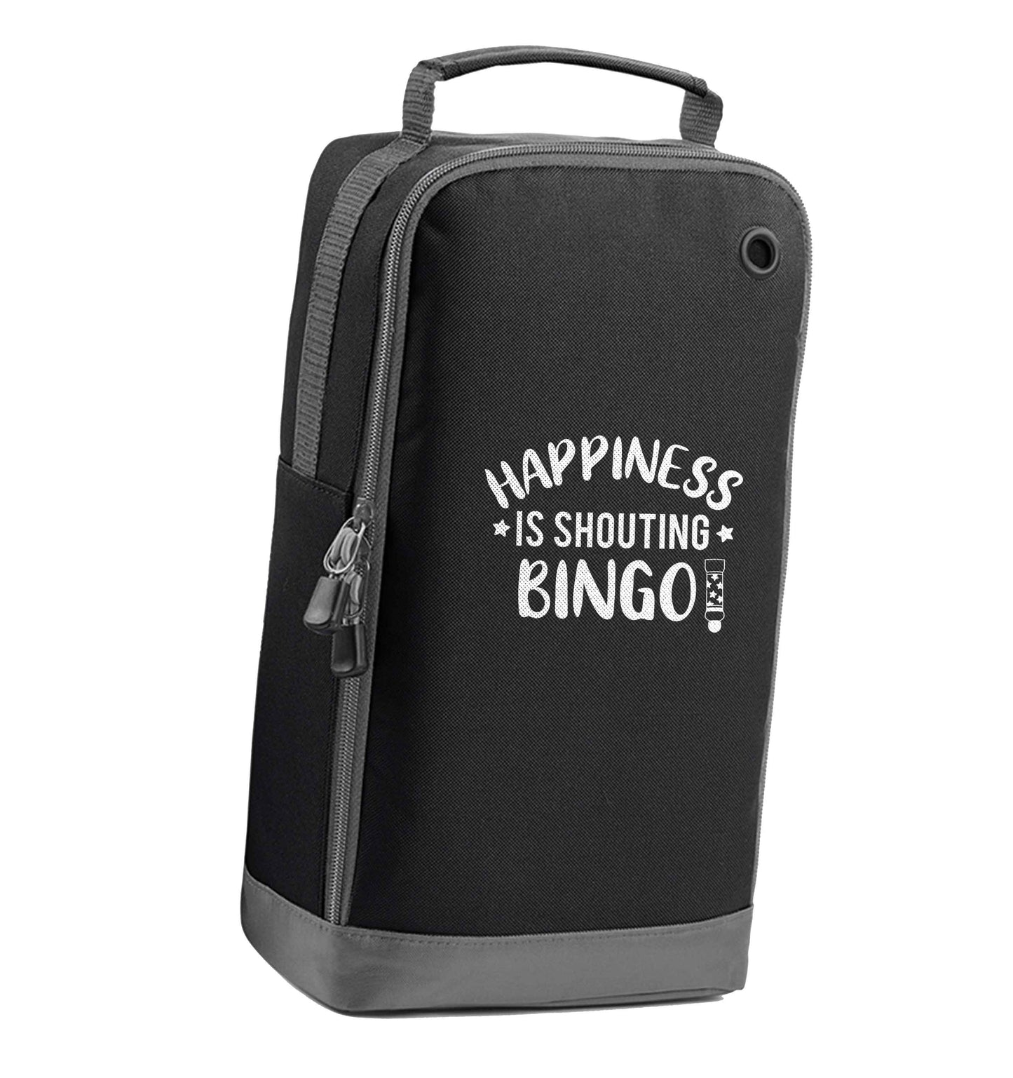 Happiness is shouting bingo! black sports shoe bag vertical print