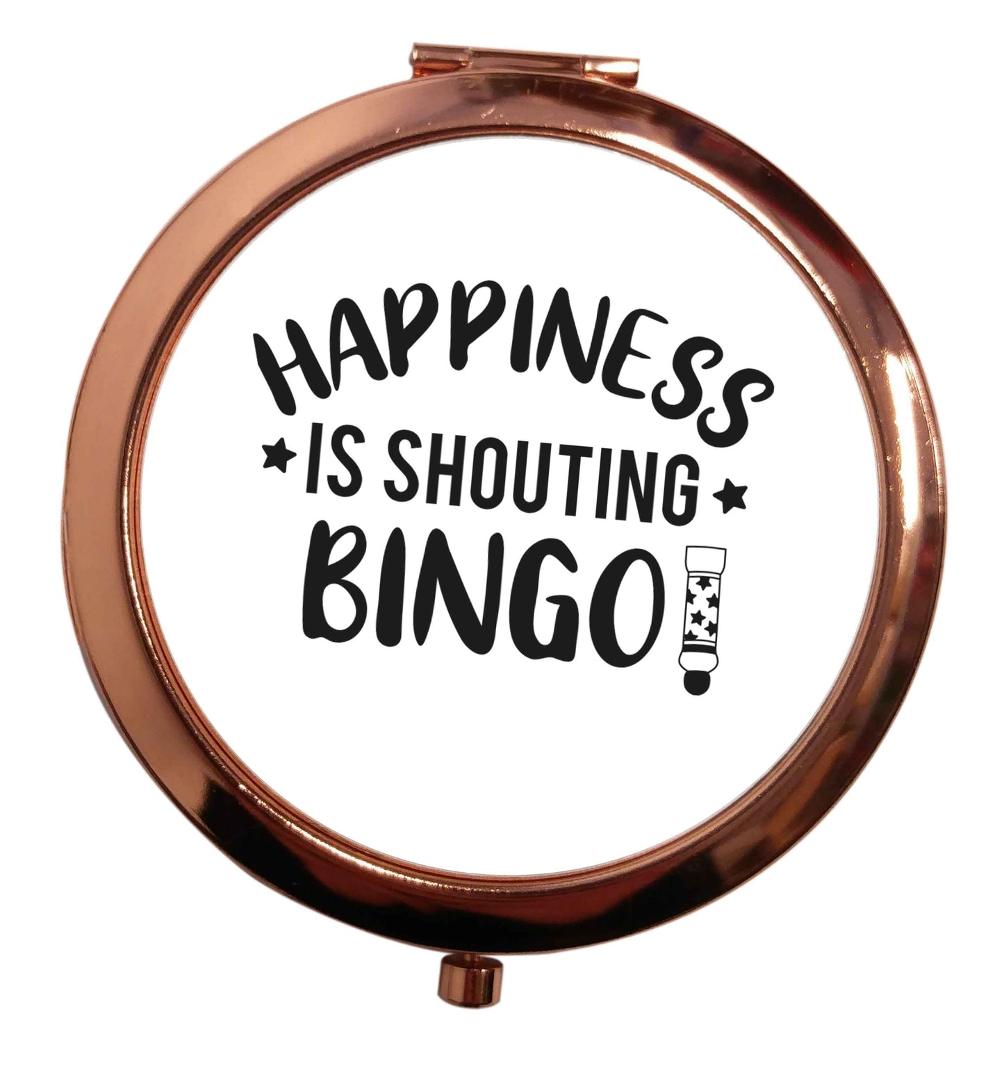 Happiness is shouting bingo! rose gold circle pocket mirror