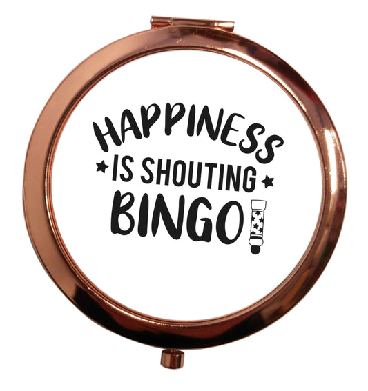 Happiness is shouting bingo! rose gold circle pocket mirror