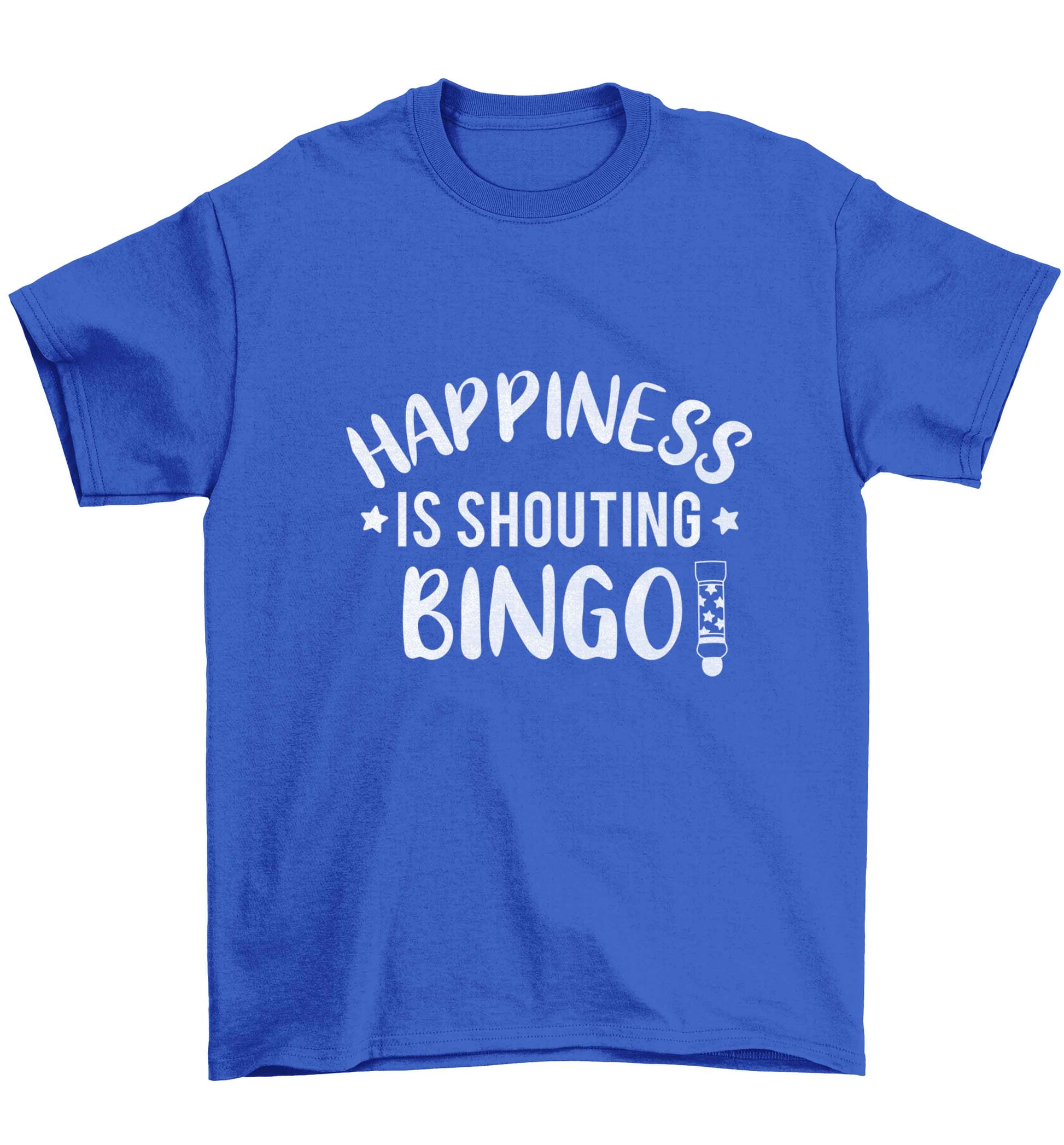 Happiness is shouting bingo! Children's blue Tshirt 12-13 Years