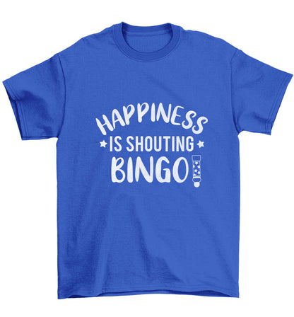 Happiness is shouting bingo! Children's blue Tshirt 12-13 Years