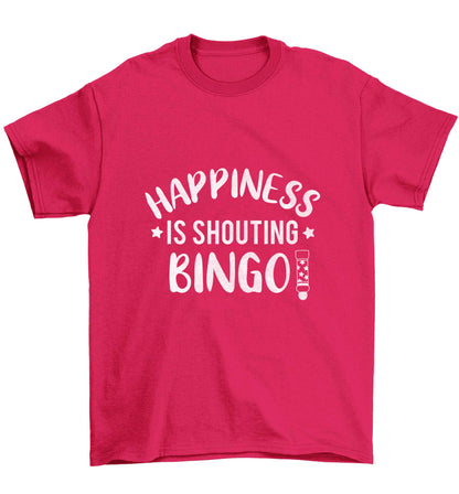 Happiness is shouting bingo! Children's pink Tshirt 12-13 Years