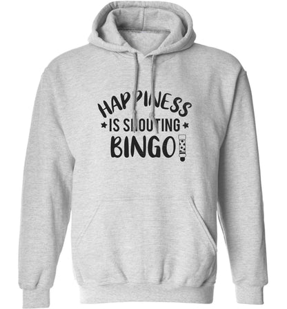 Happiness is shouting bingo! adults unisex grey hoodie 2XL