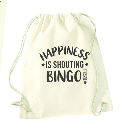 Happiness is shouting bingo! natural drawstring bag