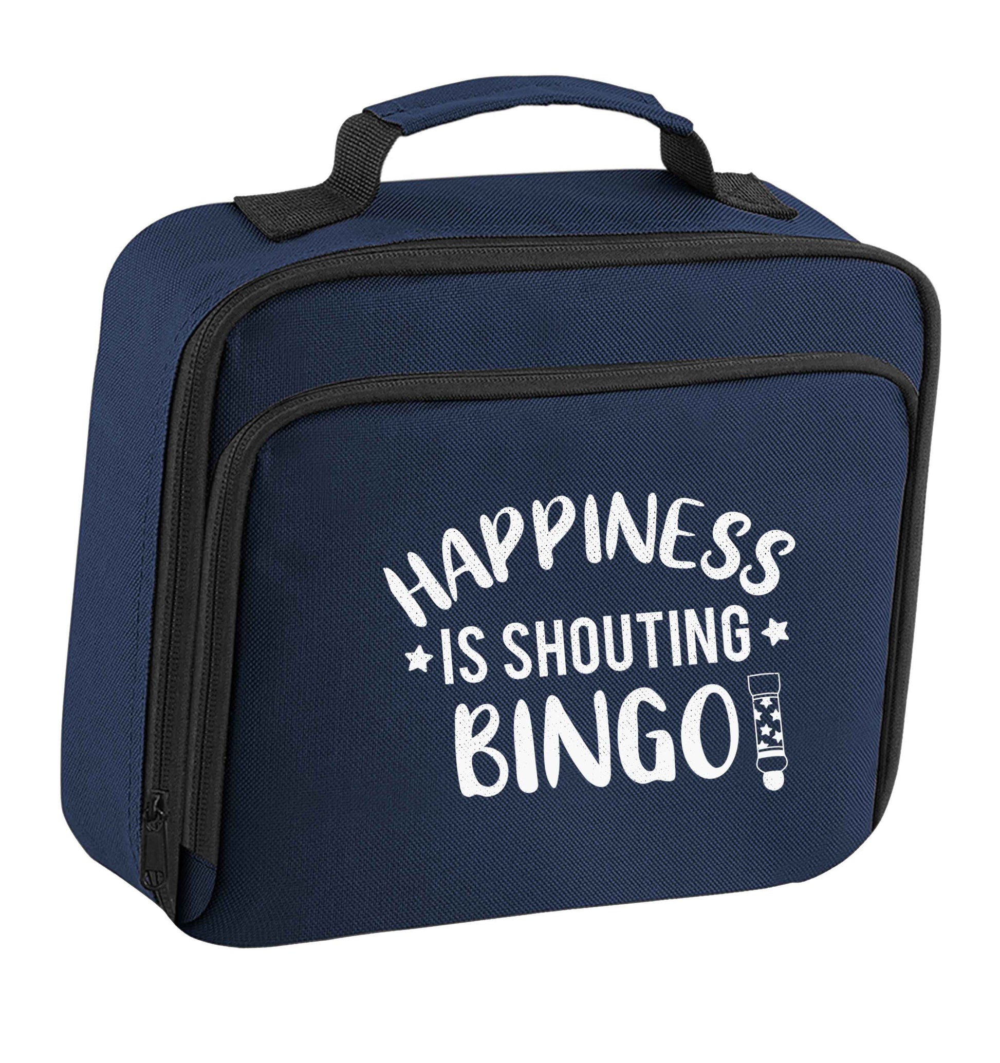 Happiness is shouting bingo! insulated navy lunch bag cooler