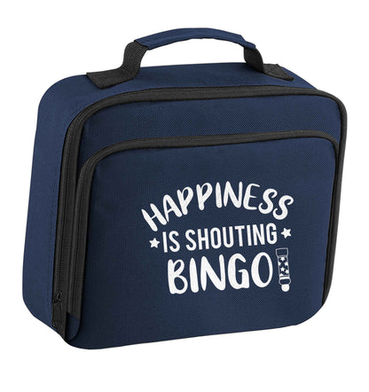 Happiness is shouting bingo! insulated navy lunch bag cooler