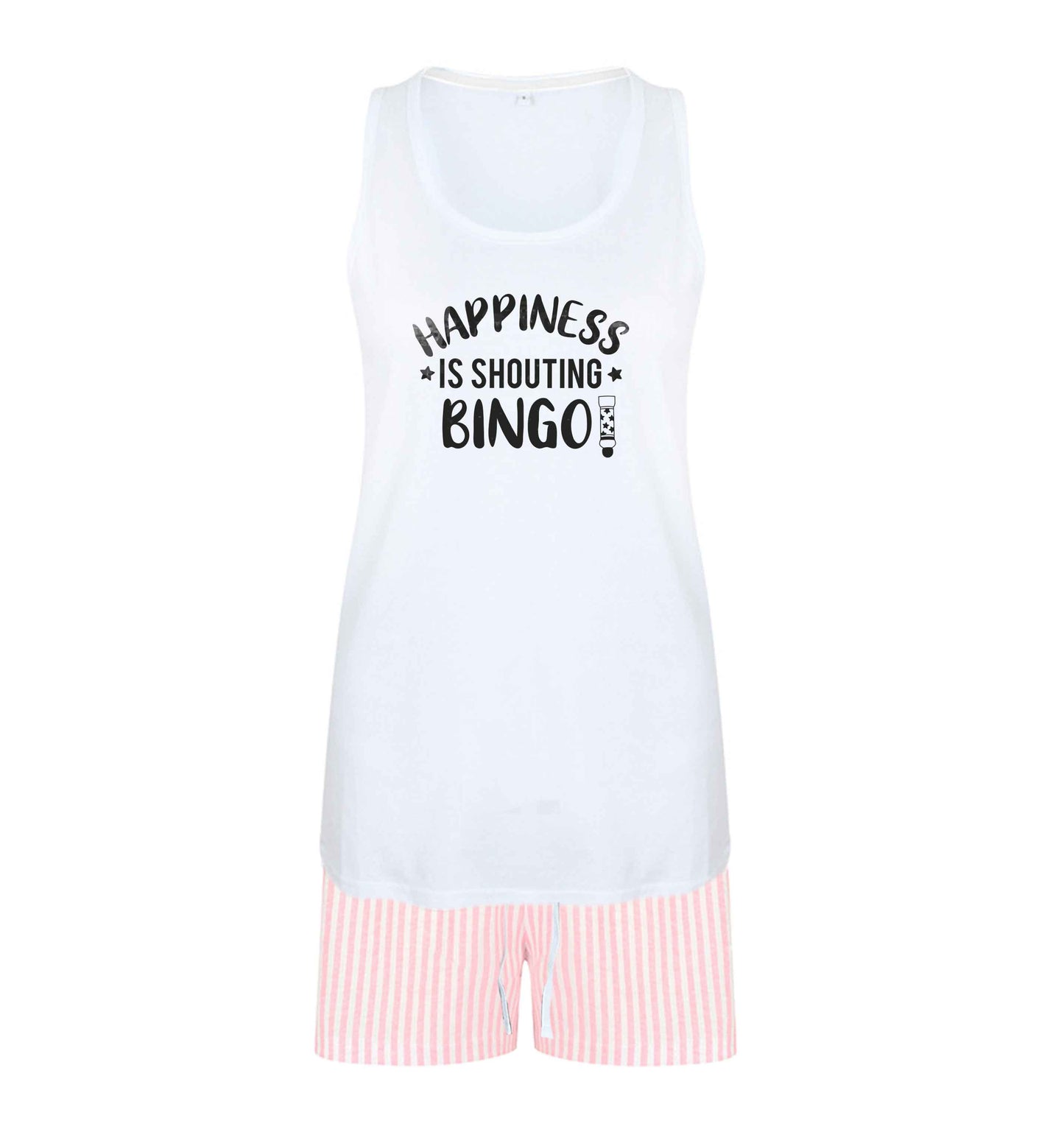 Happiness is shouting bingo! size XL women's pyjama shorts set in pink 