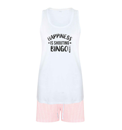 Happiness is shouting bingo! size XL women's pyjama shorts set in pink 