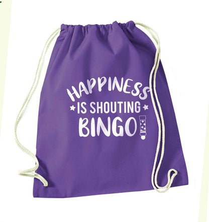 Happiness is shouting bingo! purple drawstring bag