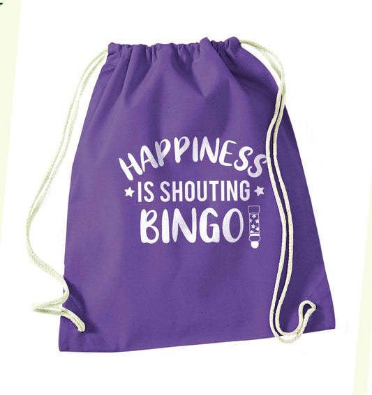 Happiness is shouting bingo! purple drawstring bag