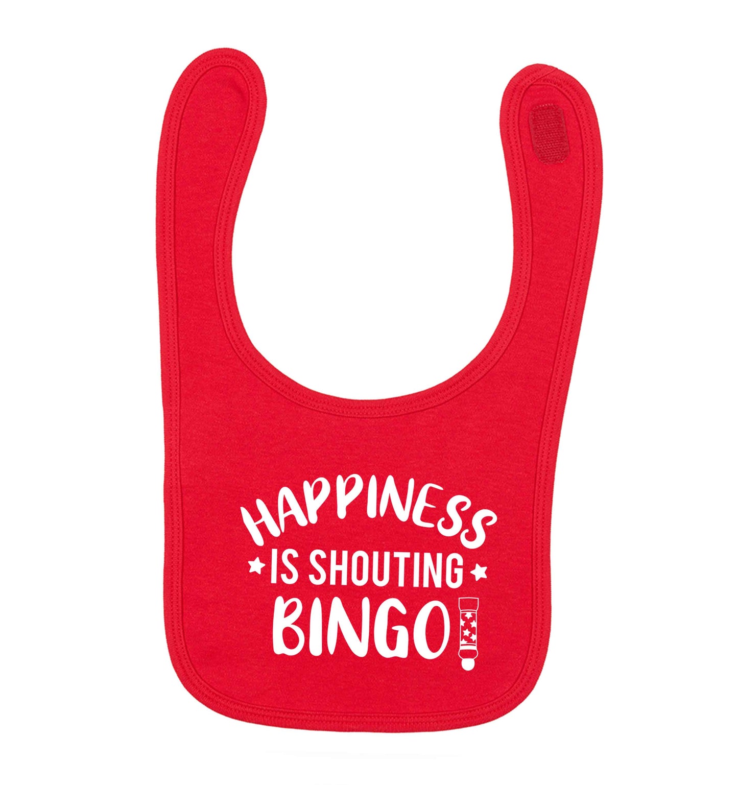 Happiness is shouting bingo! red baby bib