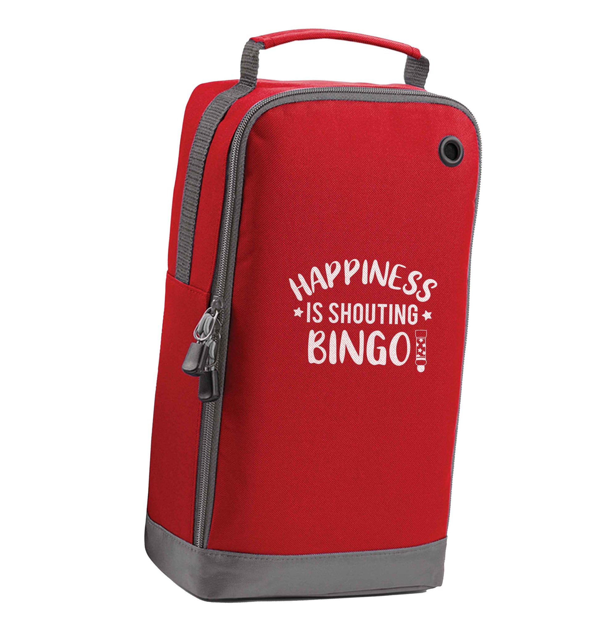 Happiness is shouting bingo! red sports shoe bag vertical print