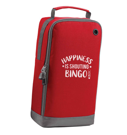 Happiness is shouting bingo! red sports shoe bag vertical print