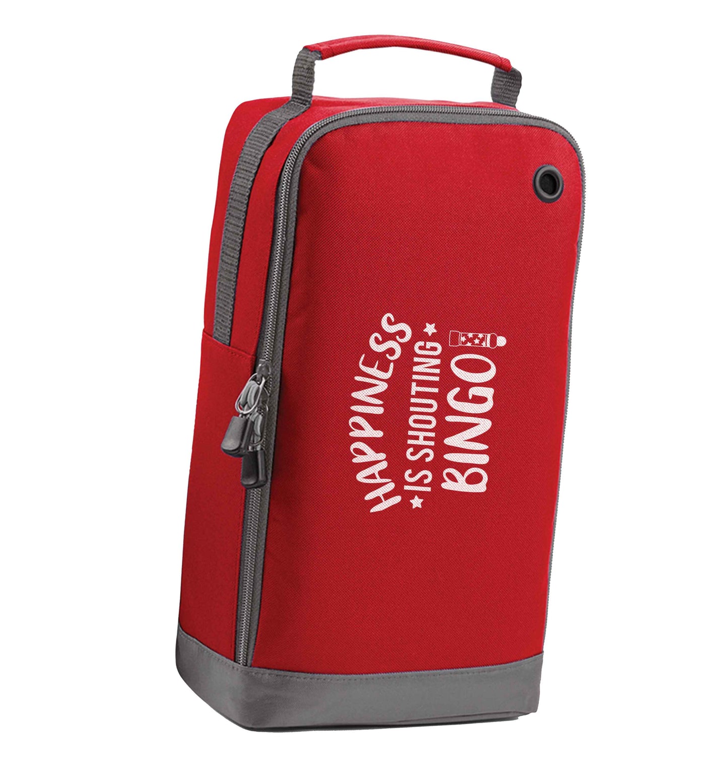 Happiness is shouting bingo! red sports shoe bag horizontal print