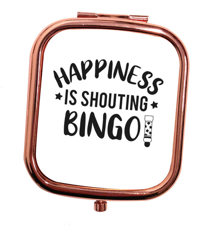 Happiness is shouting bingo! rose gold square pocket mirror