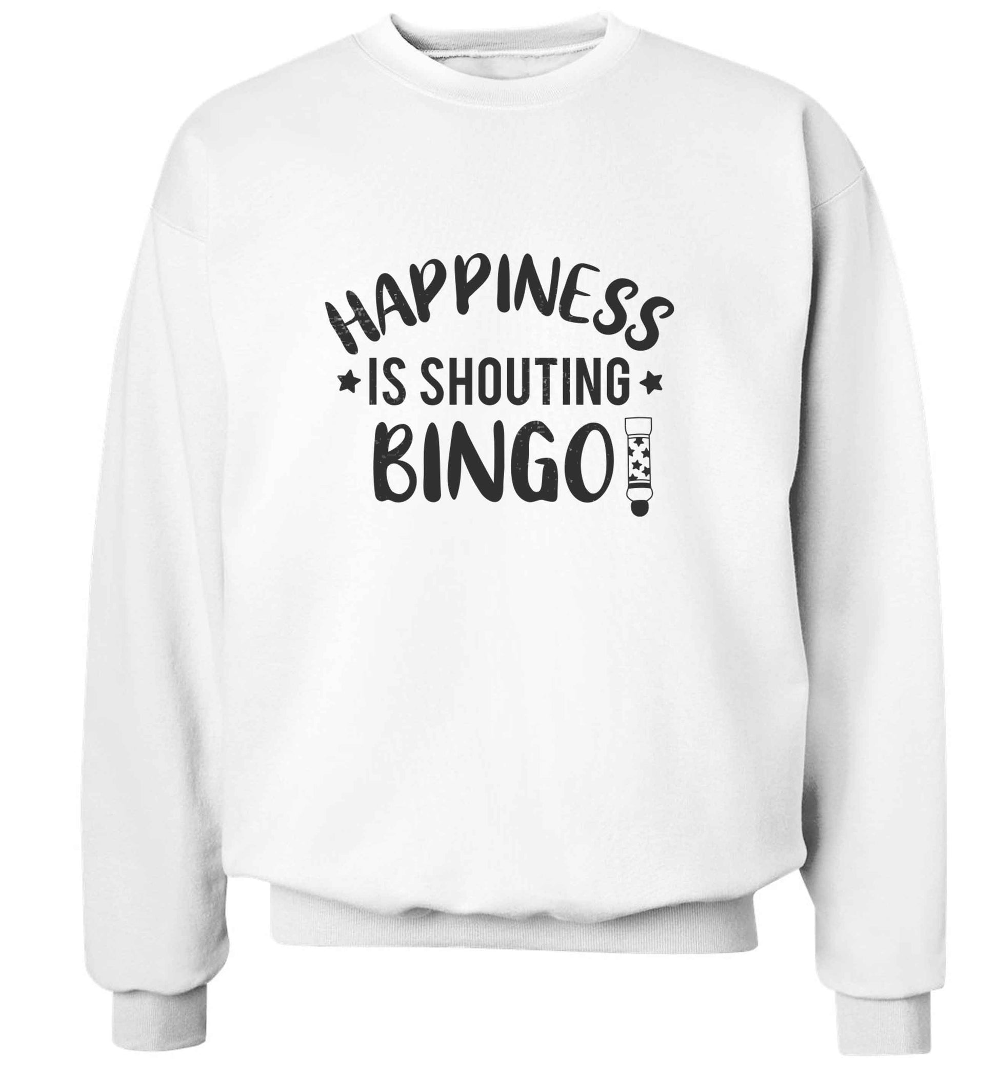Happiness is shouting bingo! adult's unisex white sweater 2XL