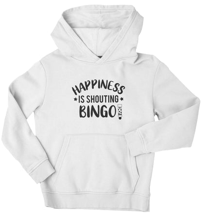 Happiness is shouting bingo! children's white hoodie 12-13 Years
