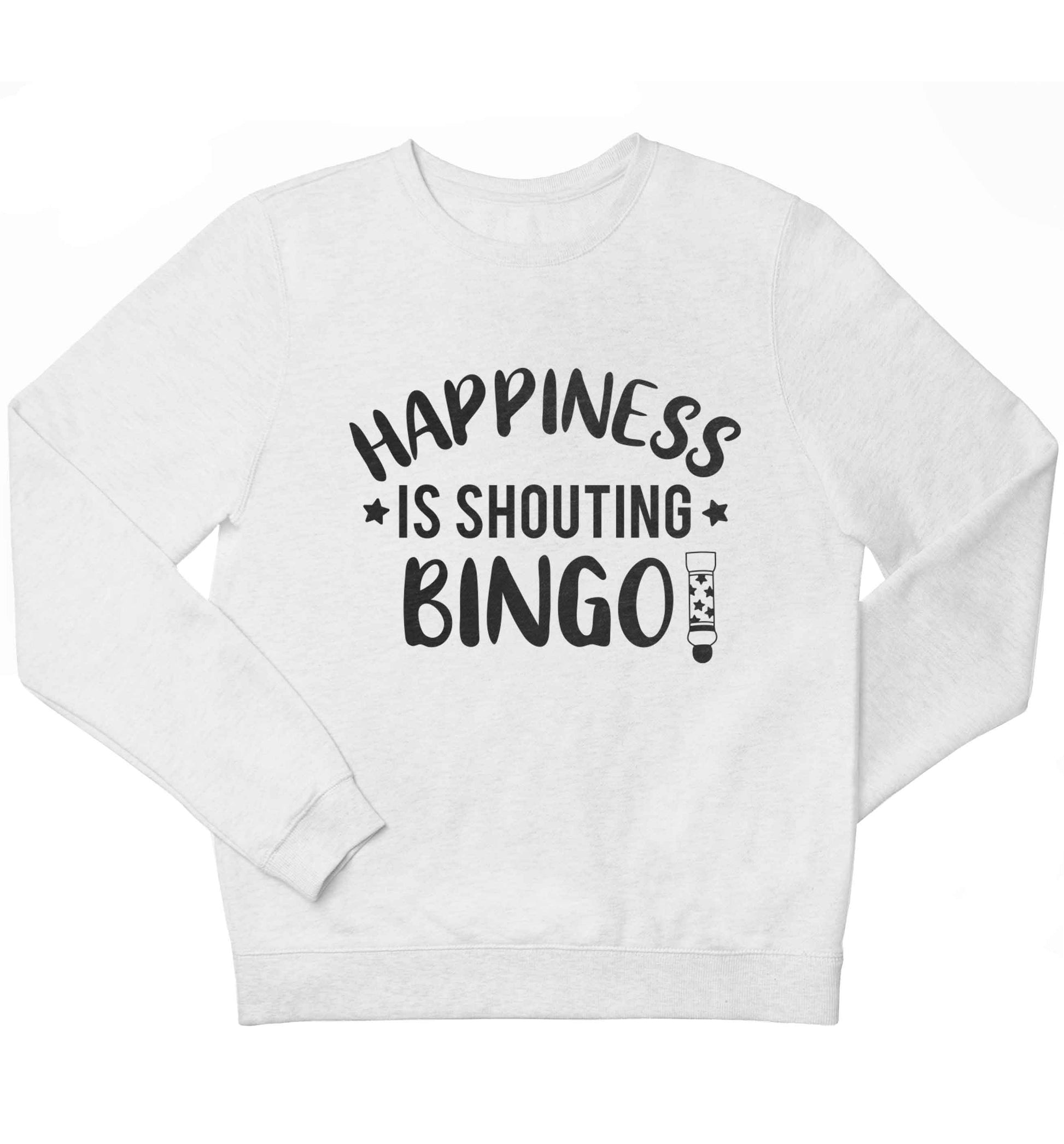 Happiness is shouting bingo! children's white sweater 12-13 Years