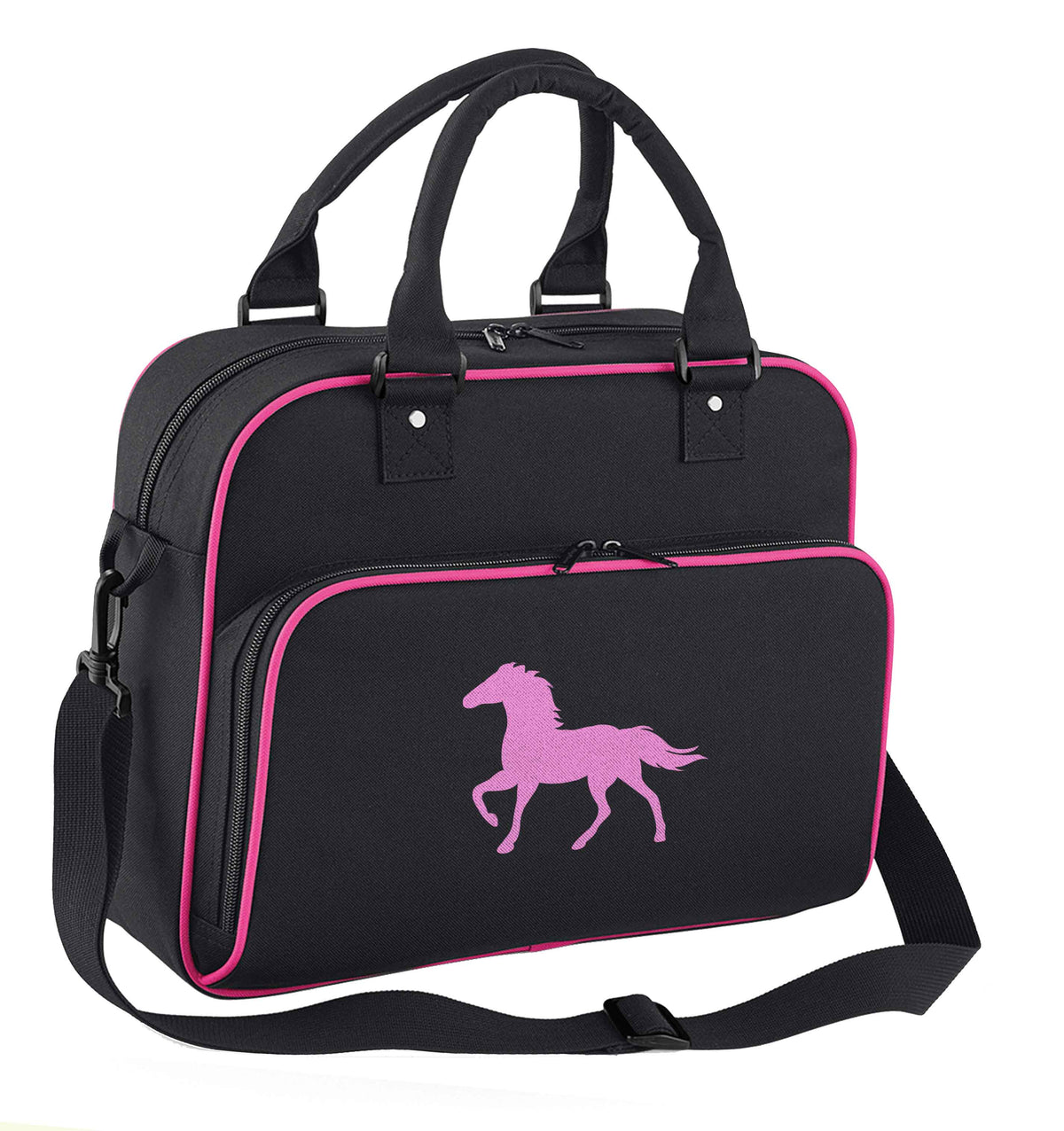 Pink horse children's dance bag black with pink detail