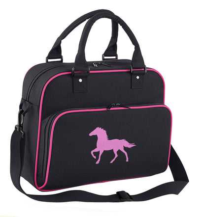 Pink horse children's dance bag black with pink detail