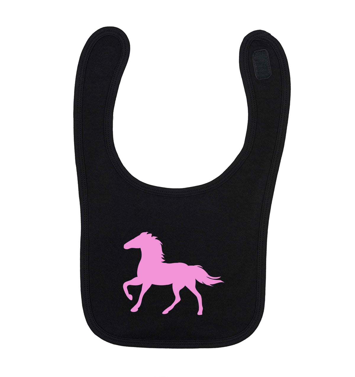 Pink horse black baby bib