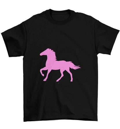 Pink horse Children's black Tshirt 12-13 Years