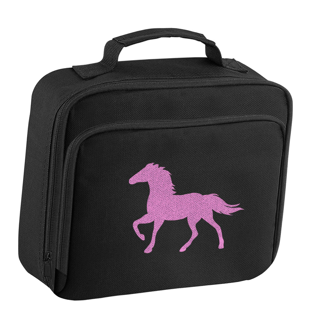 Pink horse insulated black lunch bag cooler