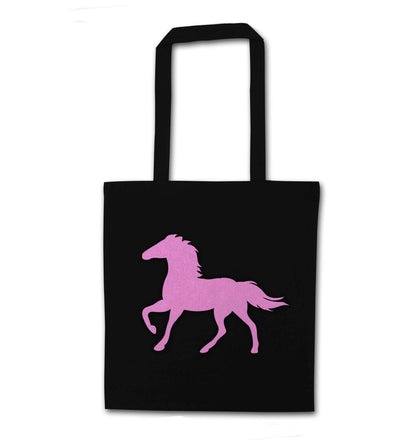 Pink horse black tote bag