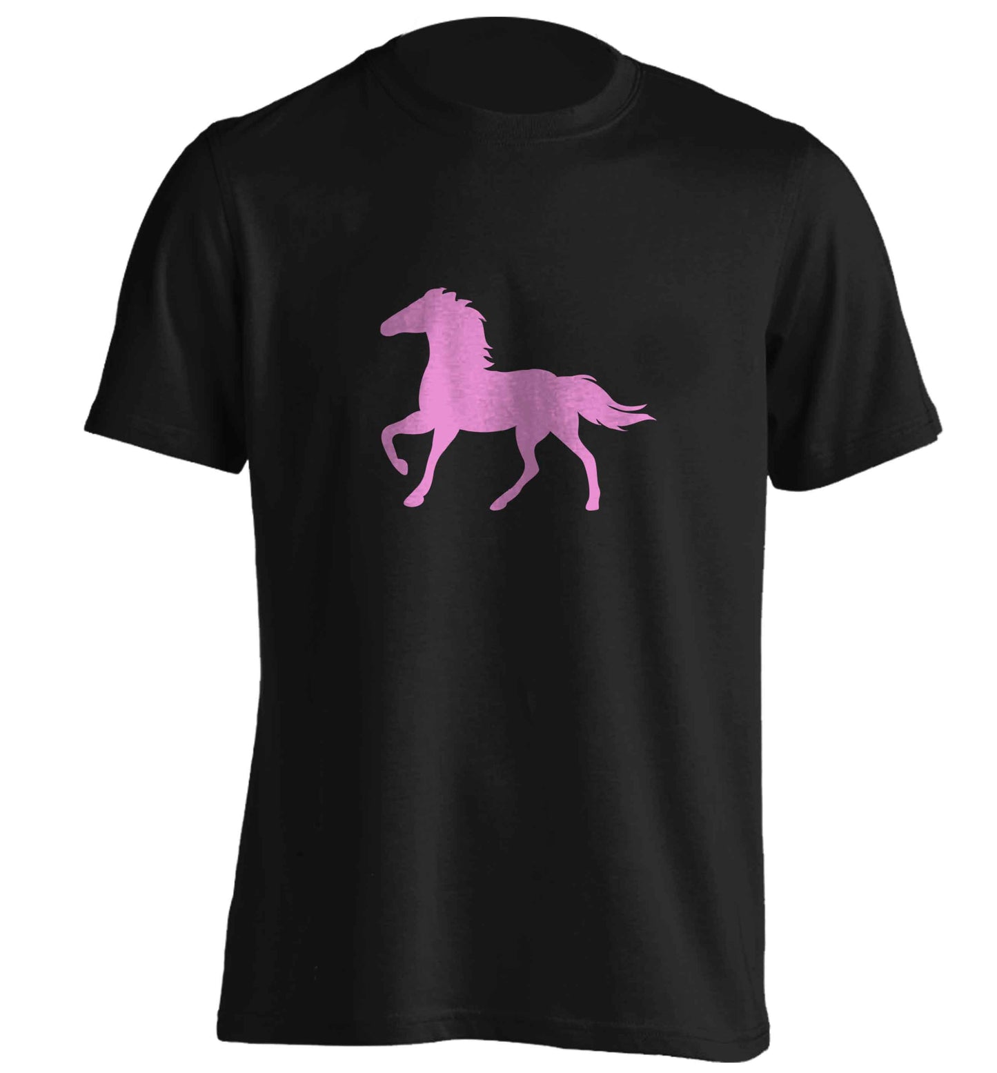 Pink horse adults unisex black Tshirt 2XL