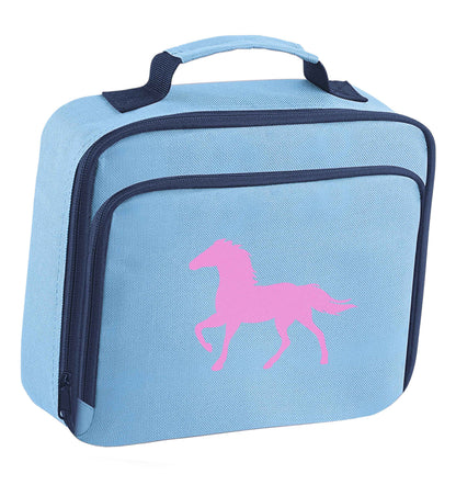 Pink horse insulated blue lunch bag cooler
