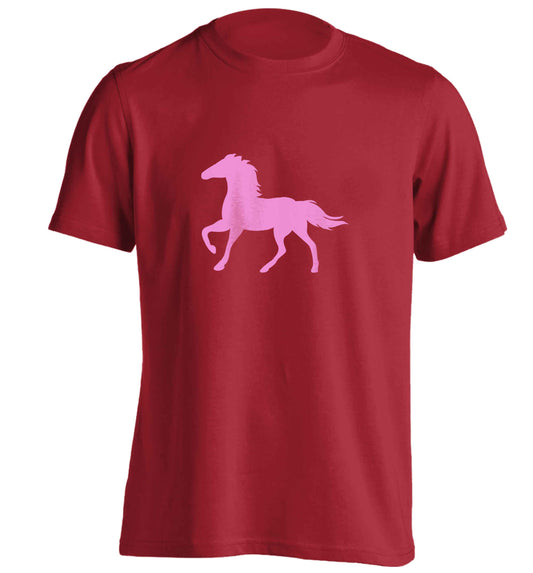 Pink horse adults unisex red Tshirt 2XL