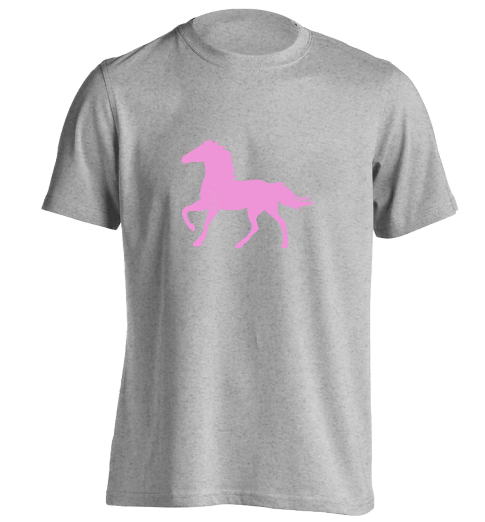 Pink horse adults unisex grey Tshirt 2XL