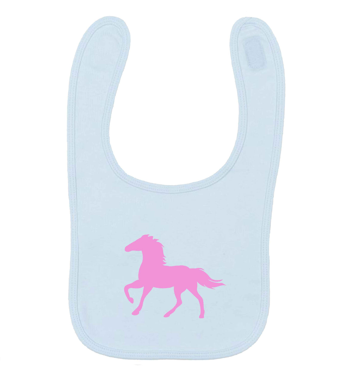 Pink horse pale blue baby bib