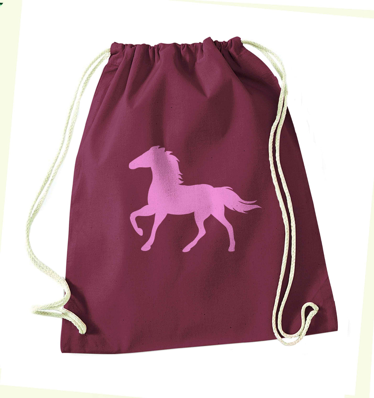 Pink horse maroon drawstring bag
