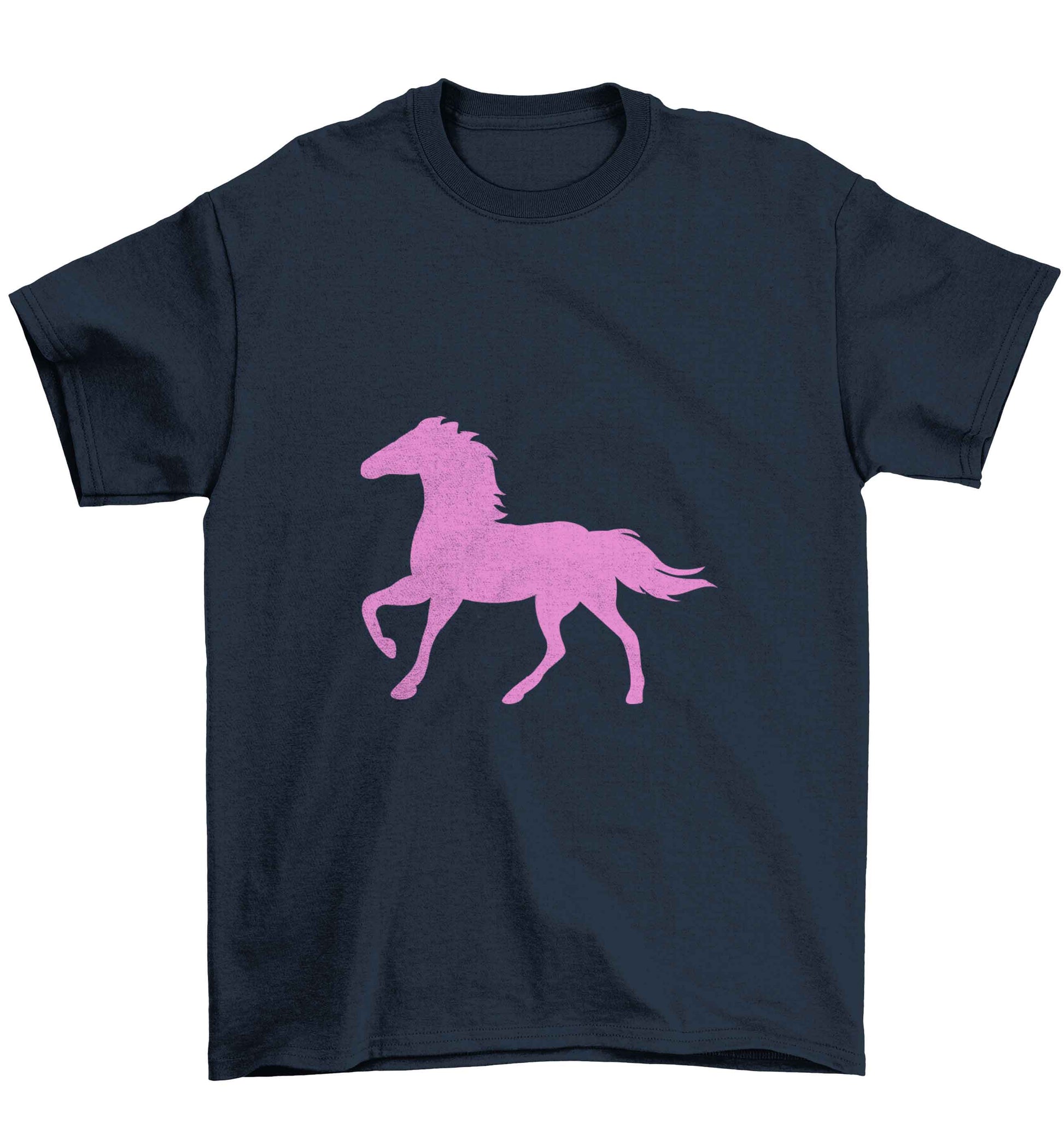 Pink horse Children's navy Tshirt 12-13 Years