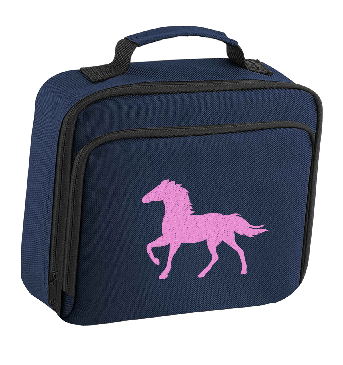 Pink horse insulated navy lunch bag cooler
