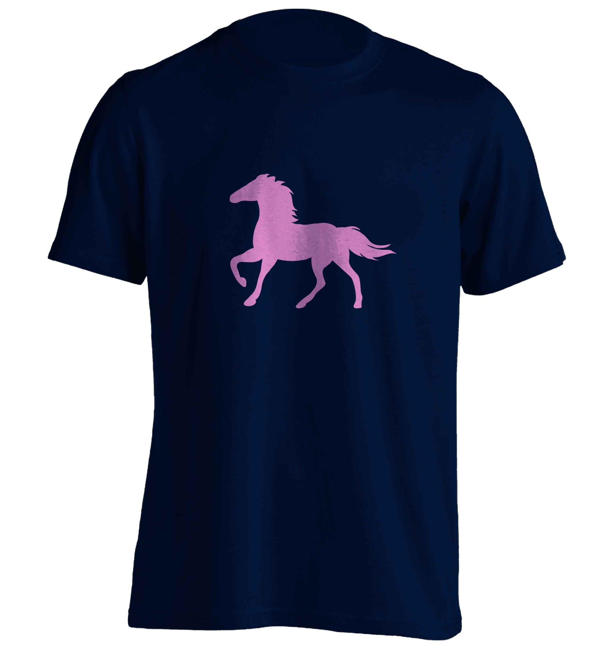 Pink horse adults unisex navy Tshirt 2XL
