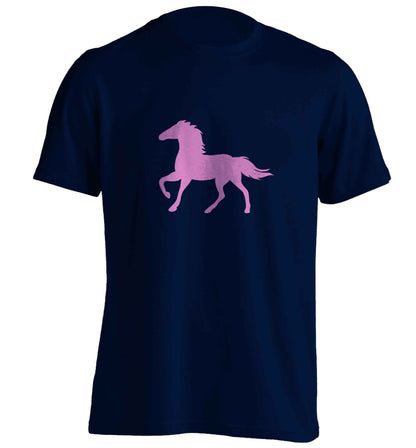 Pink horse adults unisex navy Tshirt 2XL