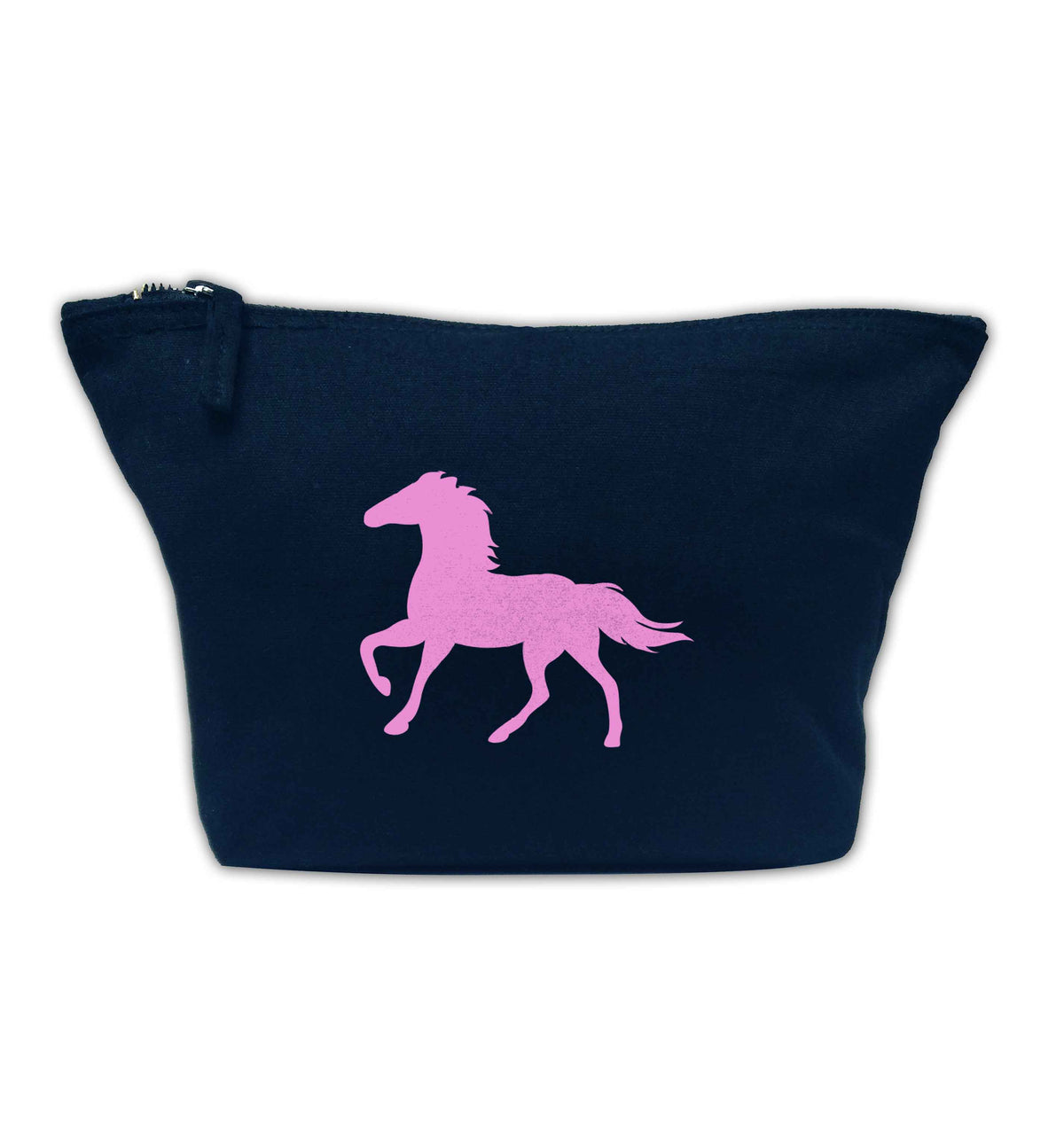 Pink horse navy makeup bag