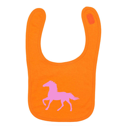 Pink horse orange baby bib