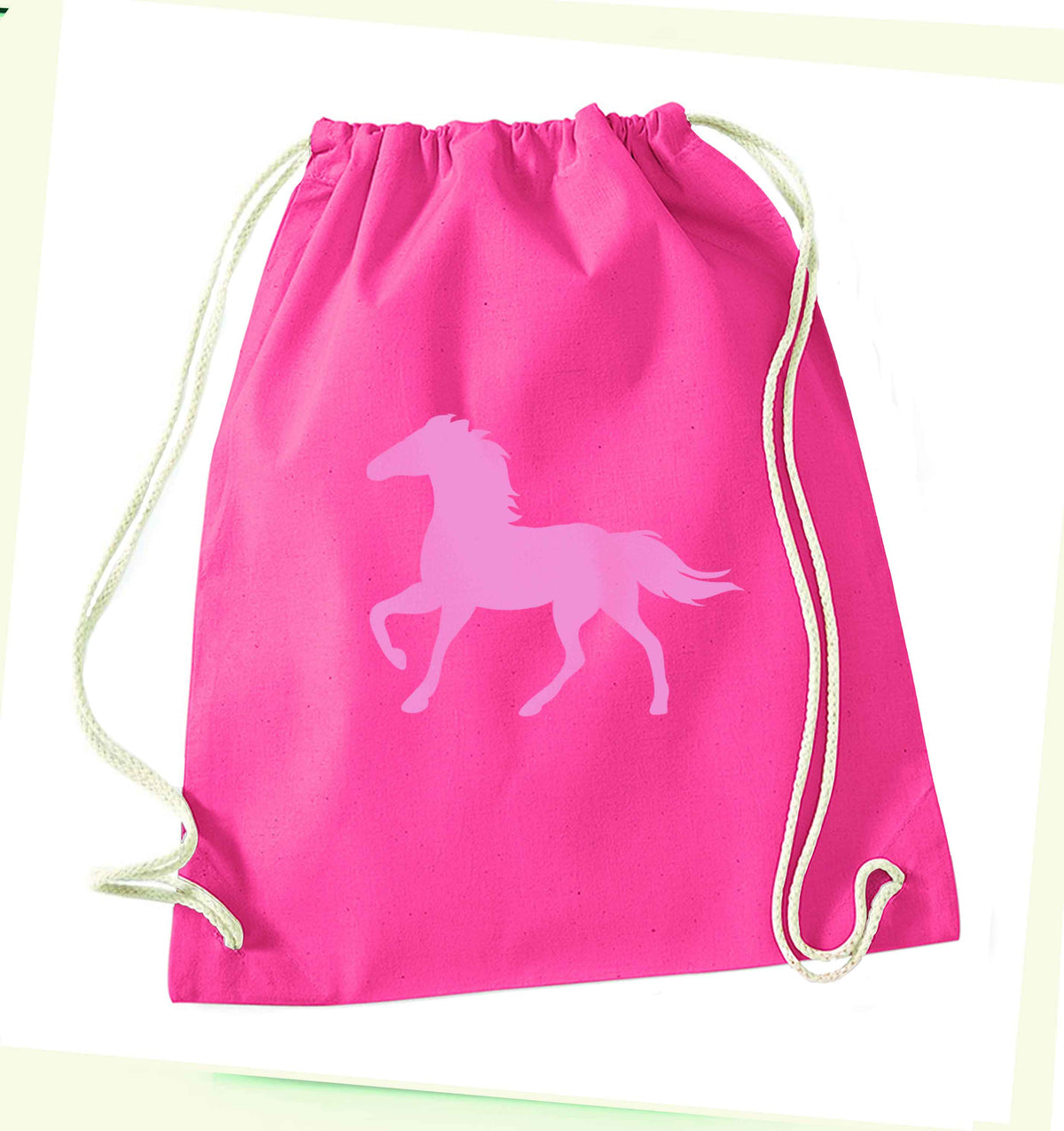Pink horse pink drawstring bag