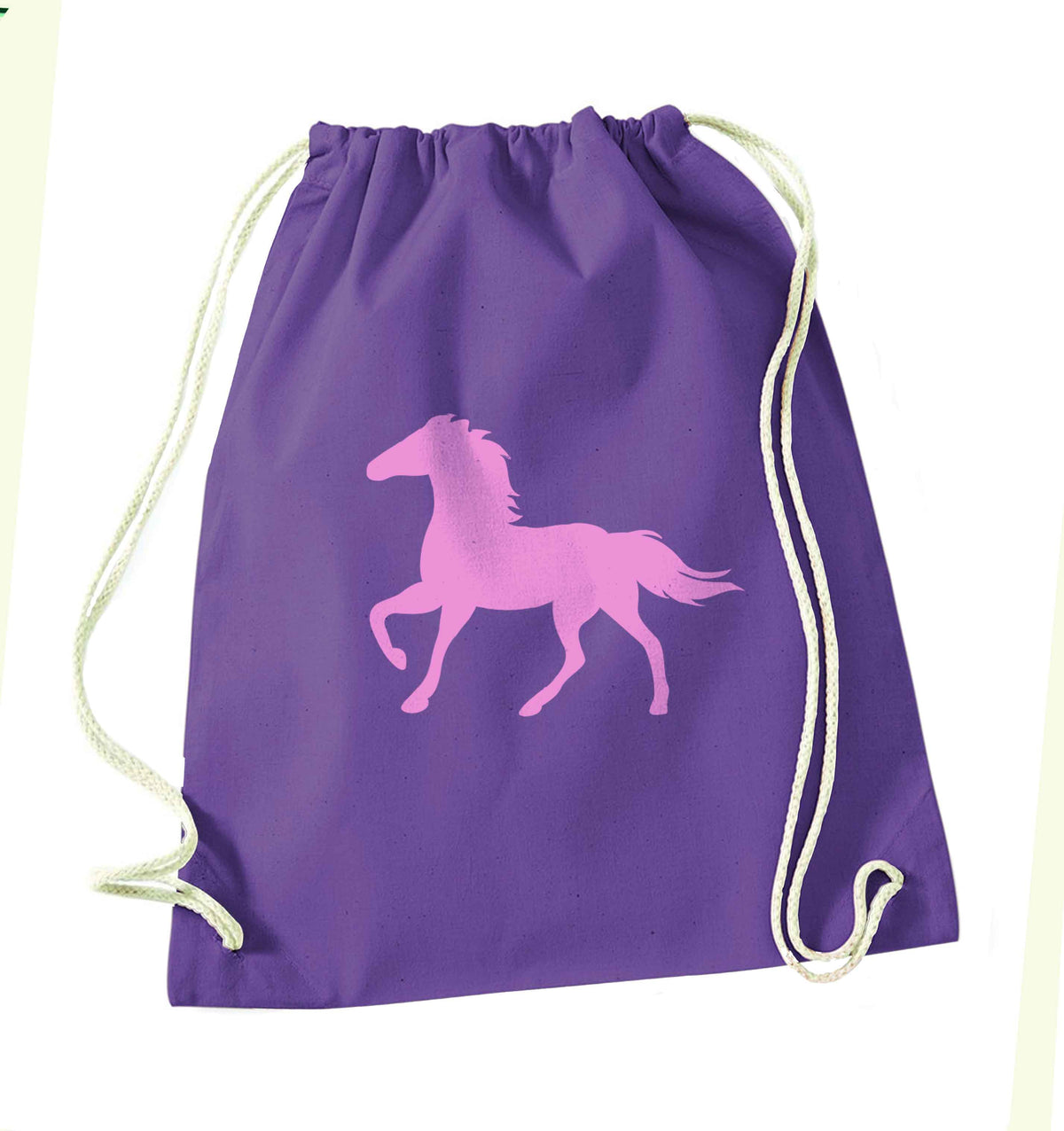 Pink horse purple drawstring bag