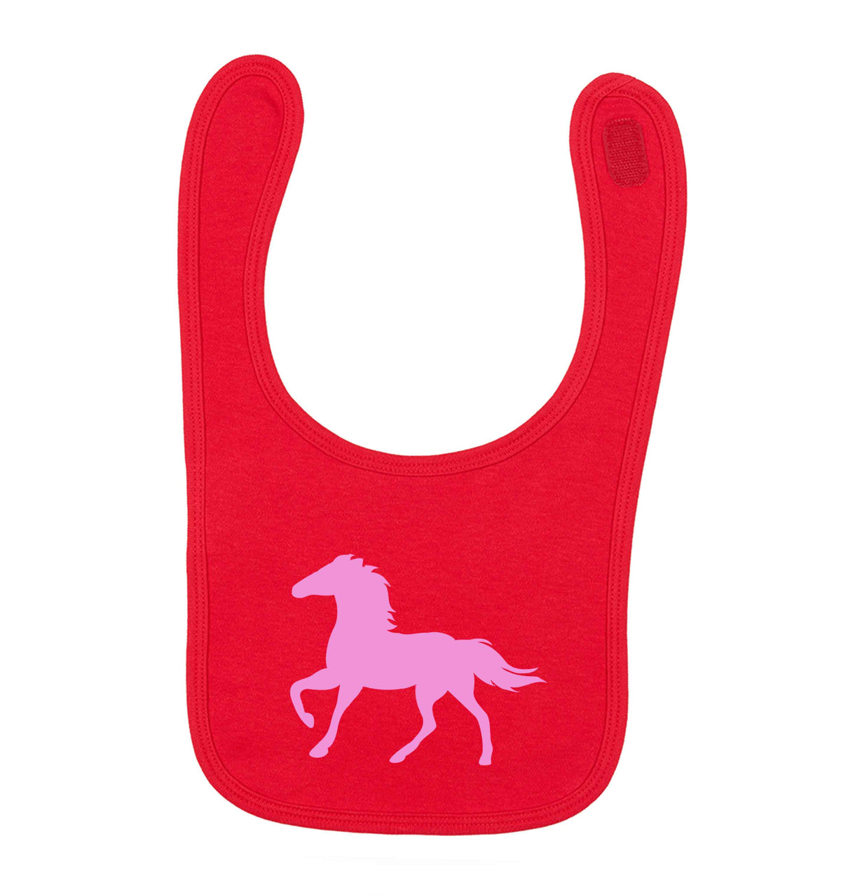 Pink horse red baby bib