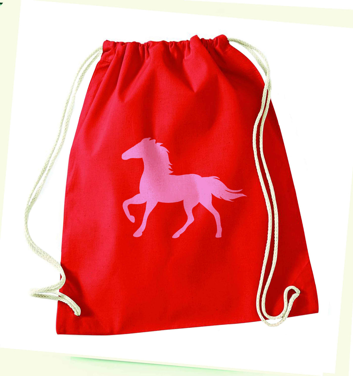 Pink horse red drawstring bag 