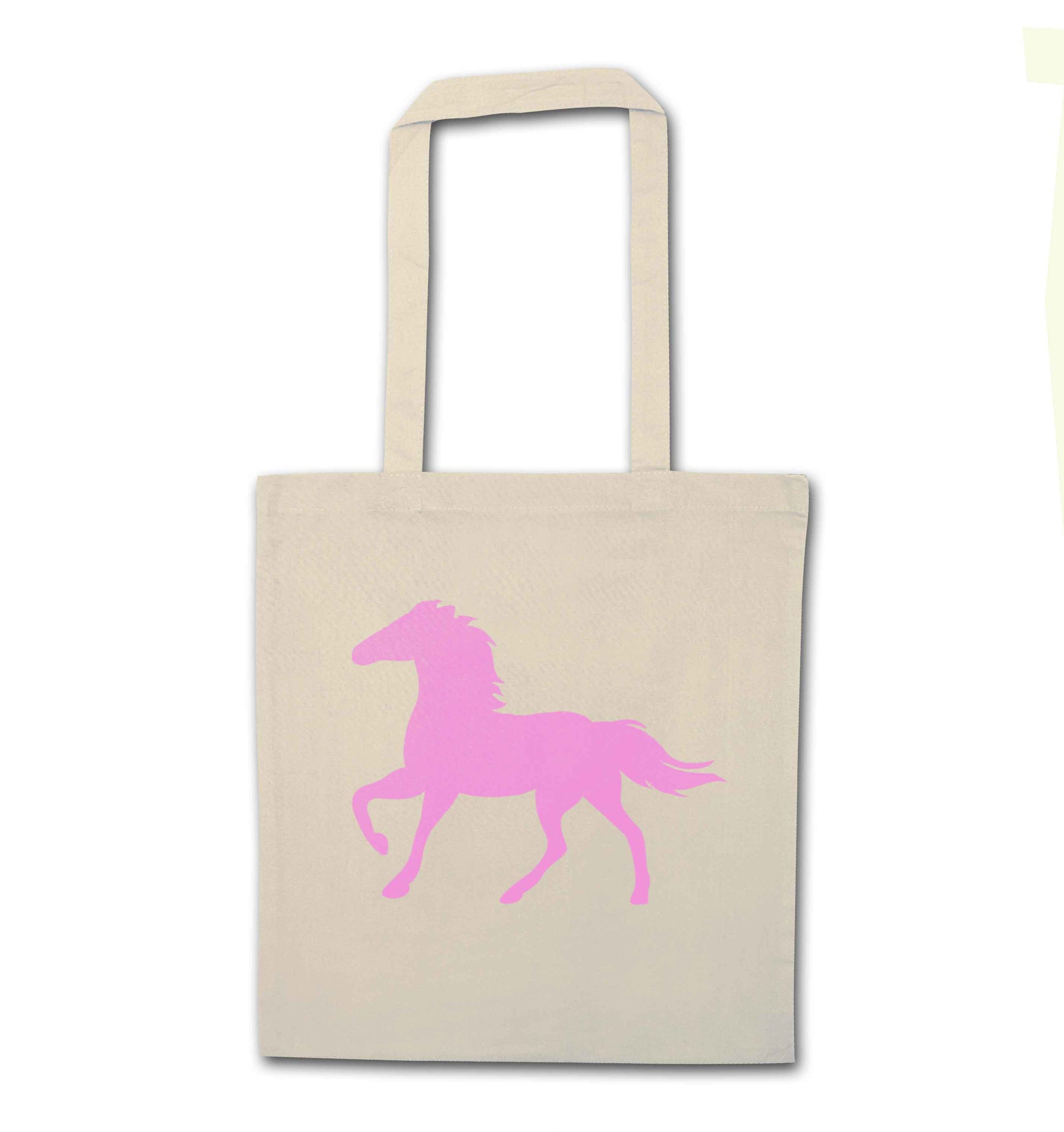 Pink horse natural tote bag